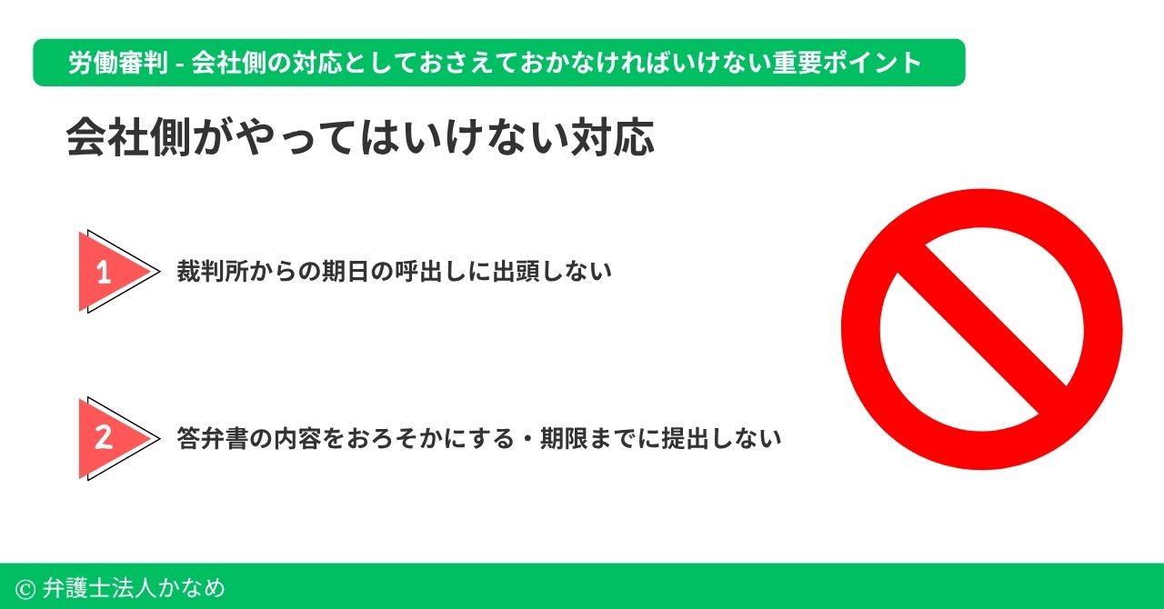 労働審判で事業所側に有利に進めていくためにやってはいけない対応